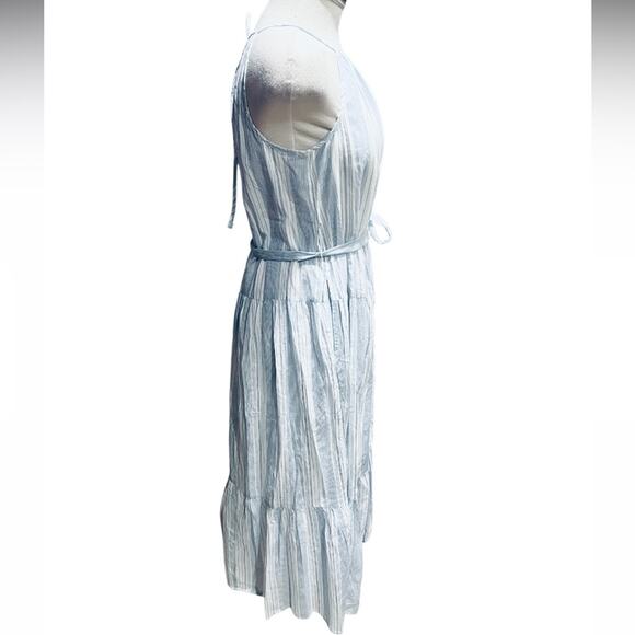 1969 Tiered Halterneck Dress Blue/white Striped Size XS - Picture 5 of 7